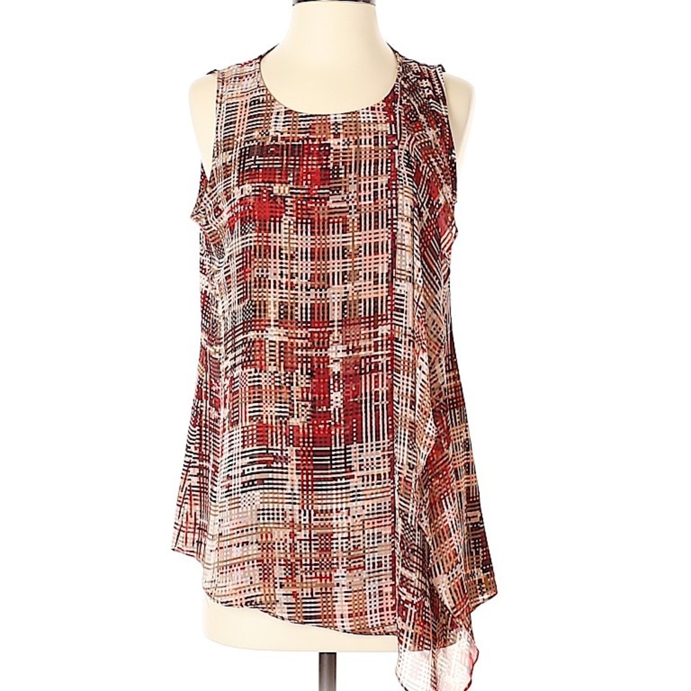 White House black market geometric print blouse